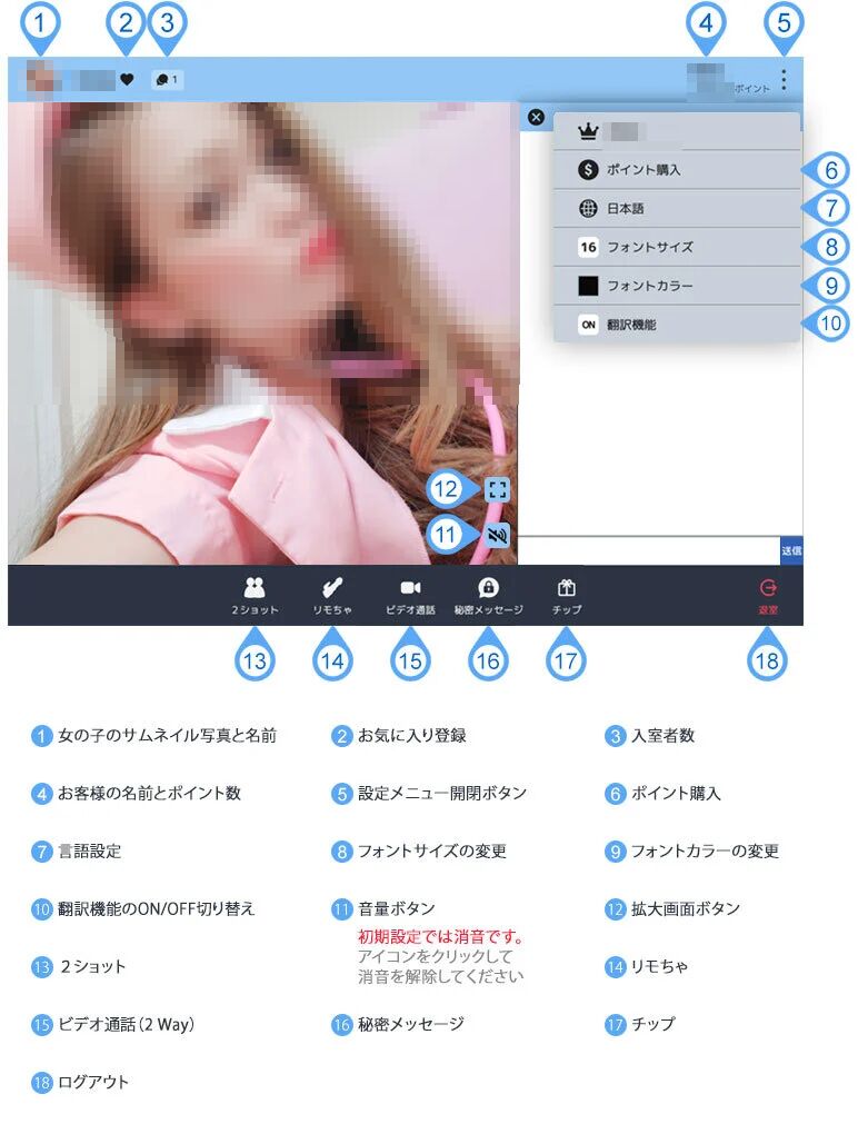 DXLIVEチャット画面の使い方
