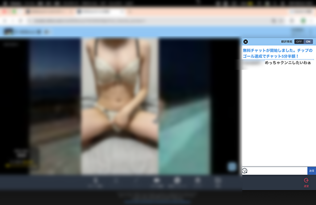 NENEooxxちゃんの無料ライブチャット、セリフが見えるチャット画面